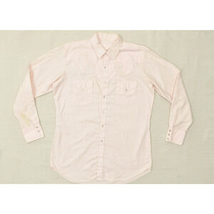 Men's Vintage Pink Western Snap Button Down Shirt Size L W/ Stains Unbranded